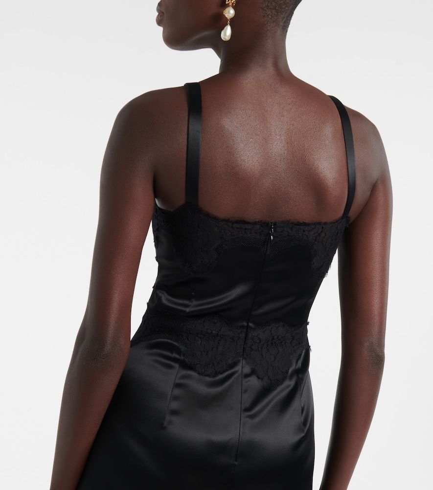 Abito sottoveste in raso con pizzo - Dolce&Gabbana - Modalova