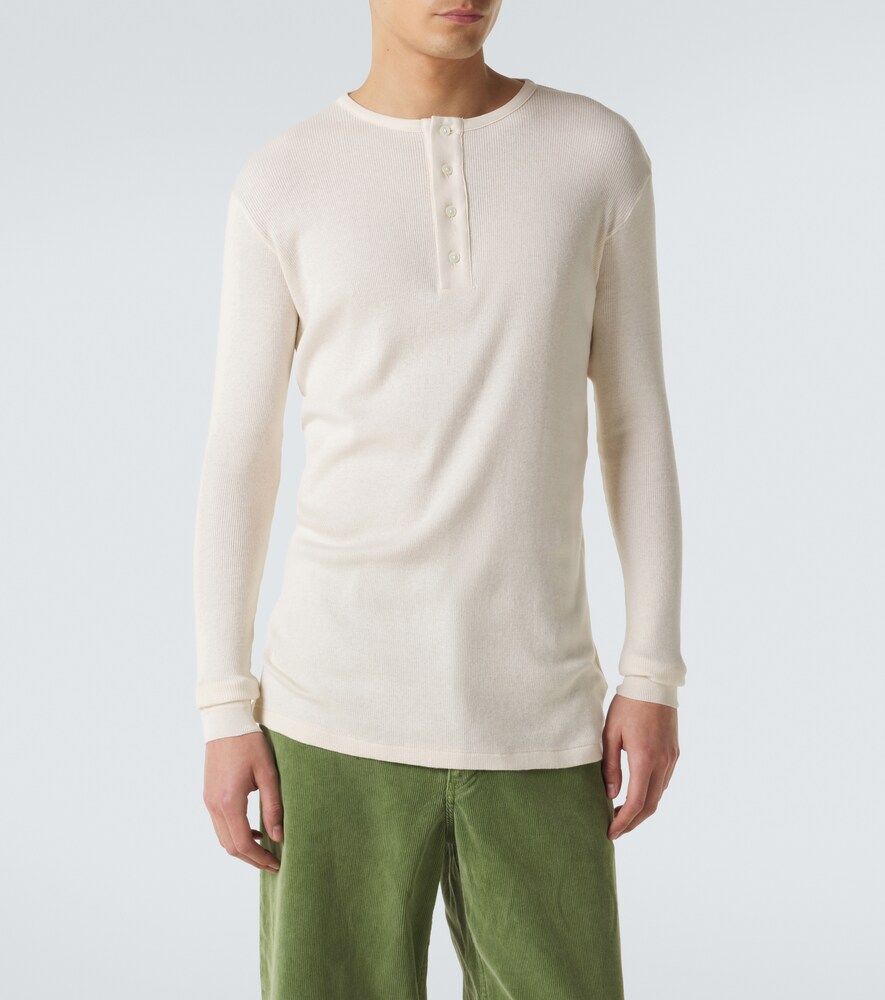 Maglia Henley in cotone a coste - Auralee - Modalova