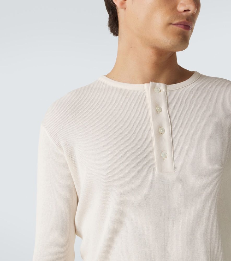 Maglia Henley in cotone a coste - Auralee - Modalova
