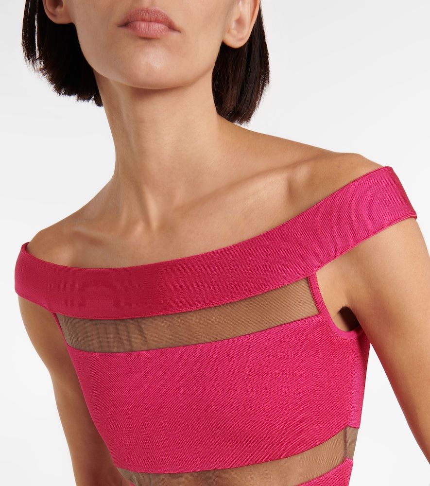 Balmain Off-Shoulder-Kleid mit Mesh - Balmain - Modalova
