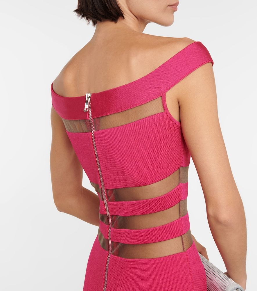 Balmain Off-Shoulder-Kleid mit Mesh - Balmain - Modalova