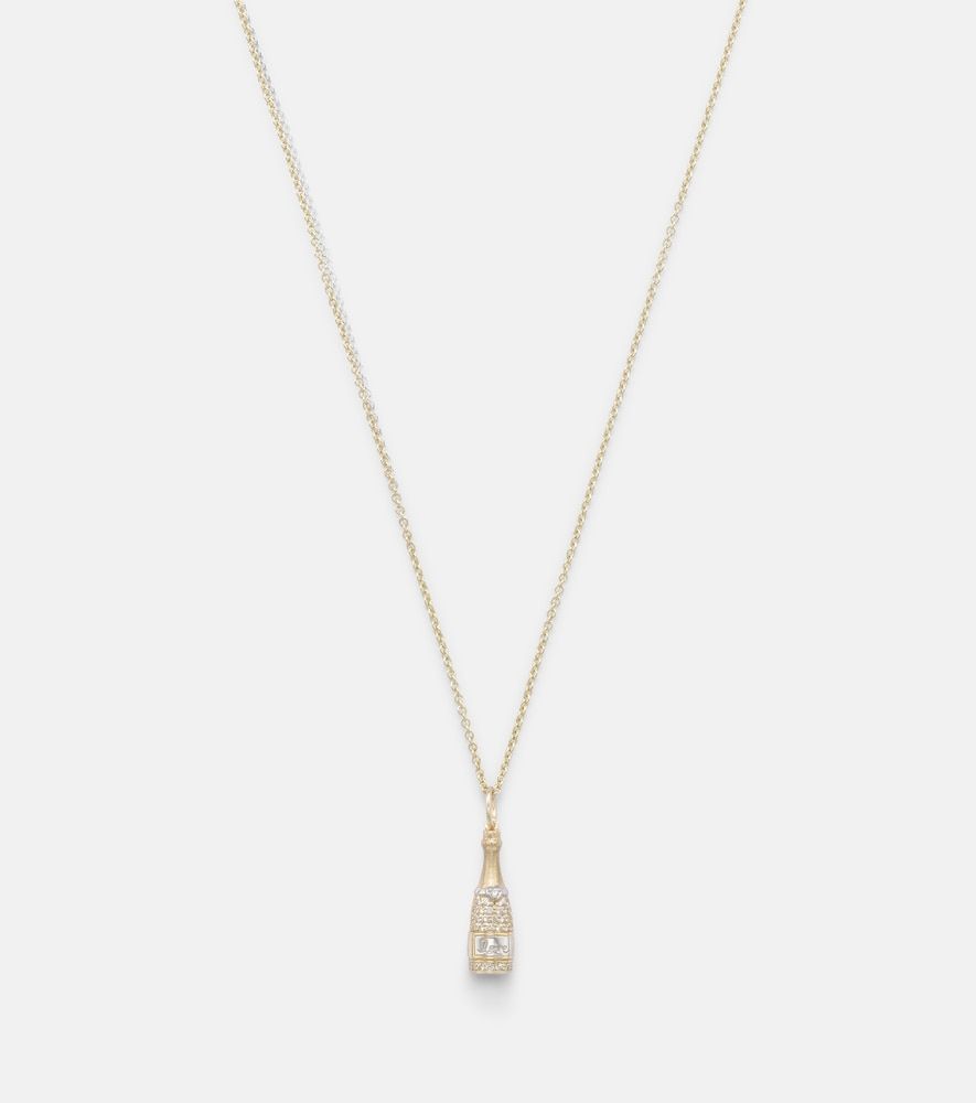 Collar Champagne Bottle de oro de 14 ct con diamantes - Sydney Evan - Modalova