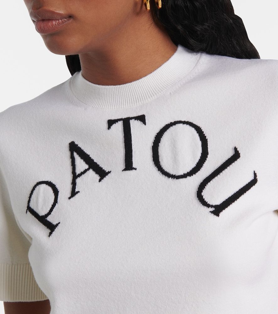 Crop top jacquard en mezcla de lana con logo - Patou - Modalova