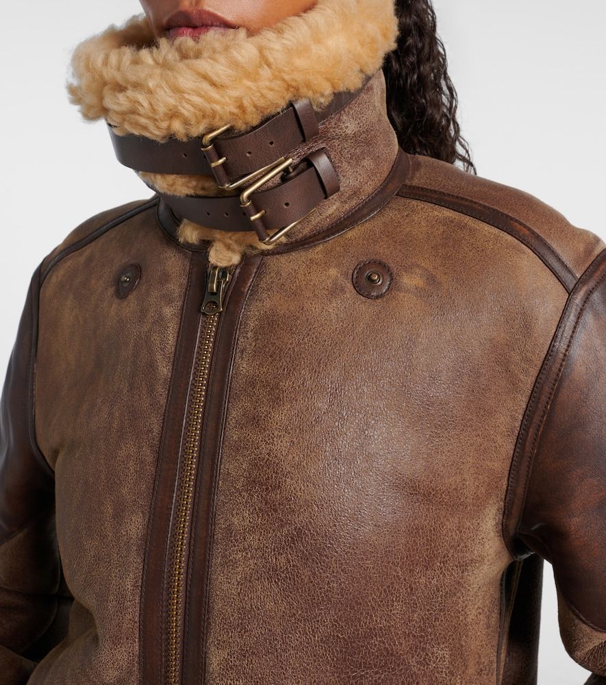 Lederjacke mit Shearling - Ralph Lauren Collection - Modalova