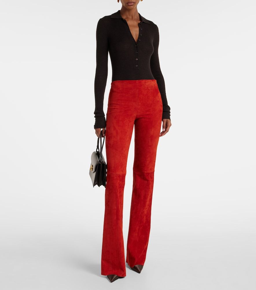 Gege high-rise suede flared pants - Stouls - Modalova