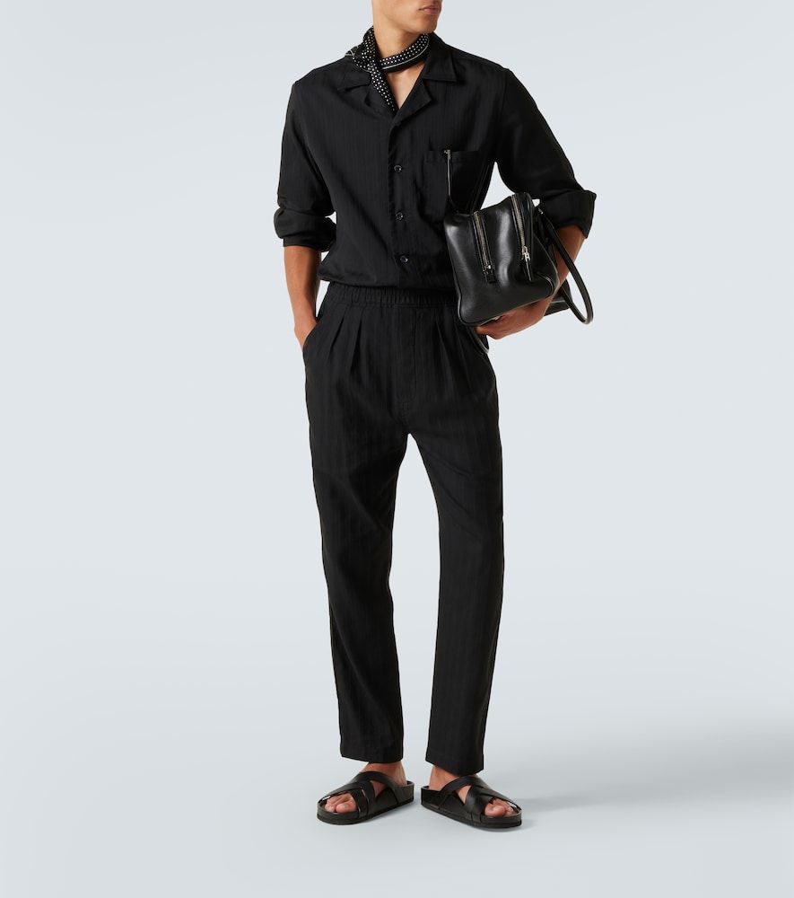 Pantalones rectos de algodón y seda a rayas - Tom Ford - Modalova