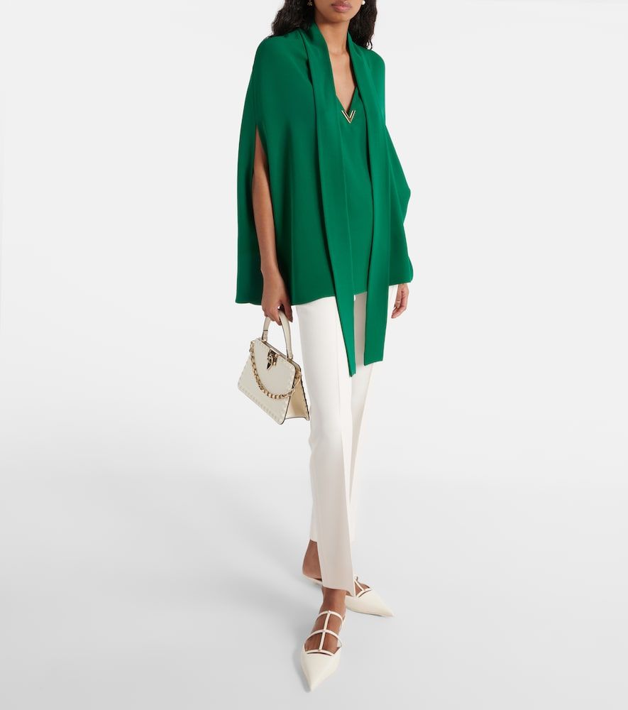 Caped tie-neck silk blouse - Valentino - Modalova