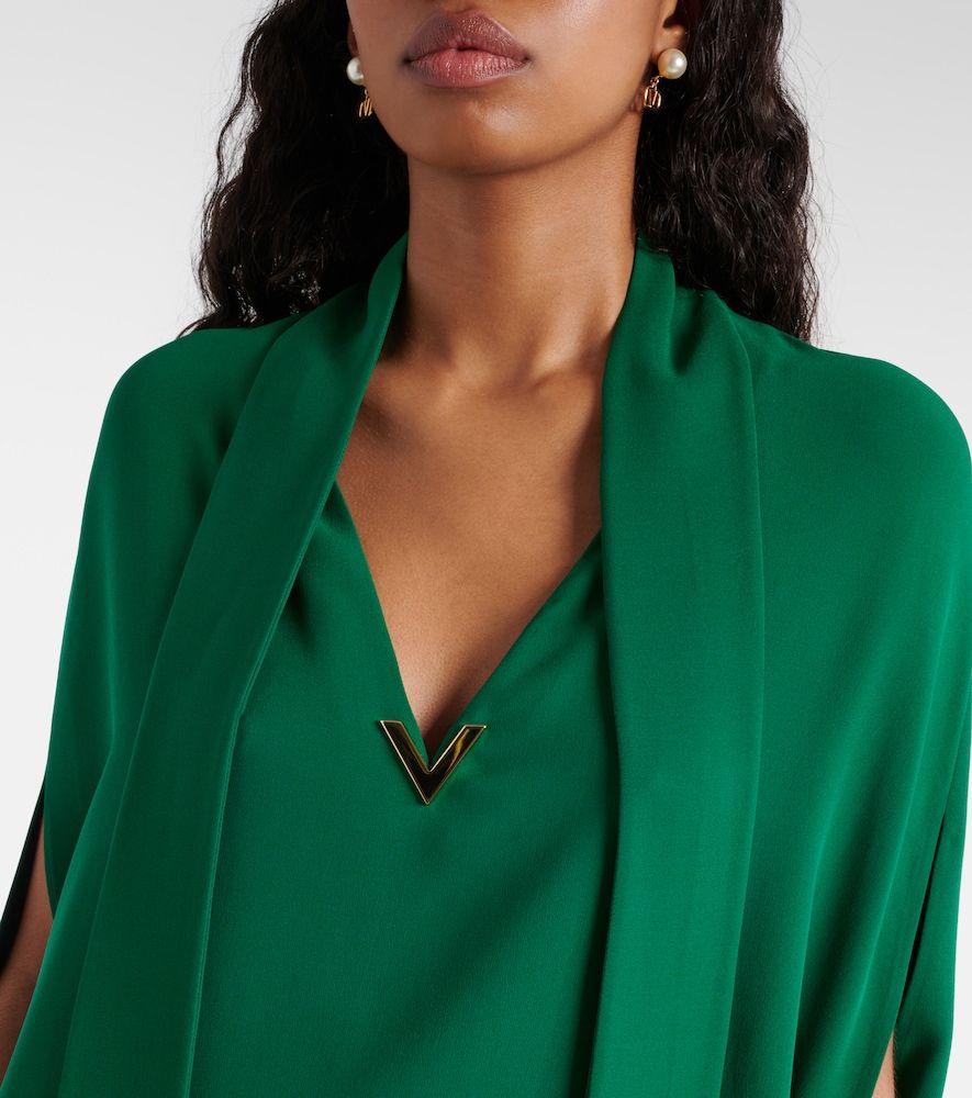 Caped tie-neck silk blouse - Valentino - Modalova