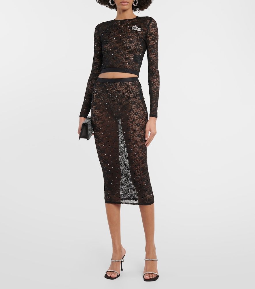 Crop top adornado con logo - Alessandra Rich - Modalova
