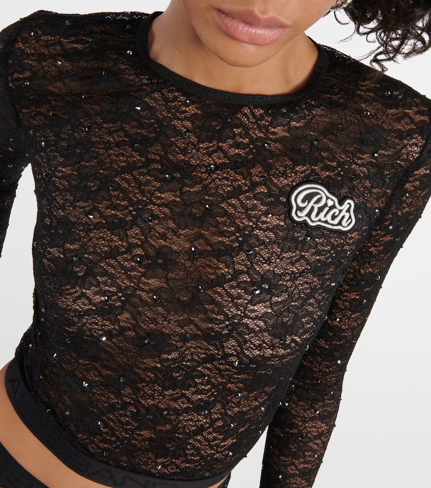 Crop top adornado con logo - Alessandra Rich - Modalova