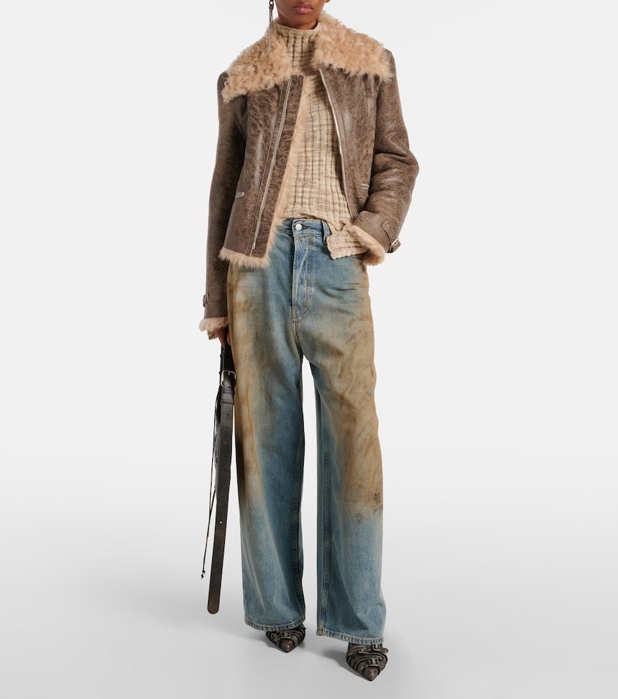 Chaqueta de piel con borrego - Acne Studios - Modalova