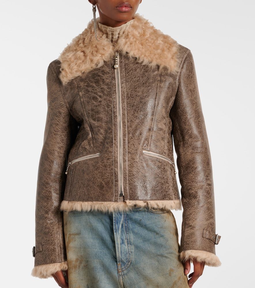 Chaqueta de piel con borrego - Acne Studios - Modalova