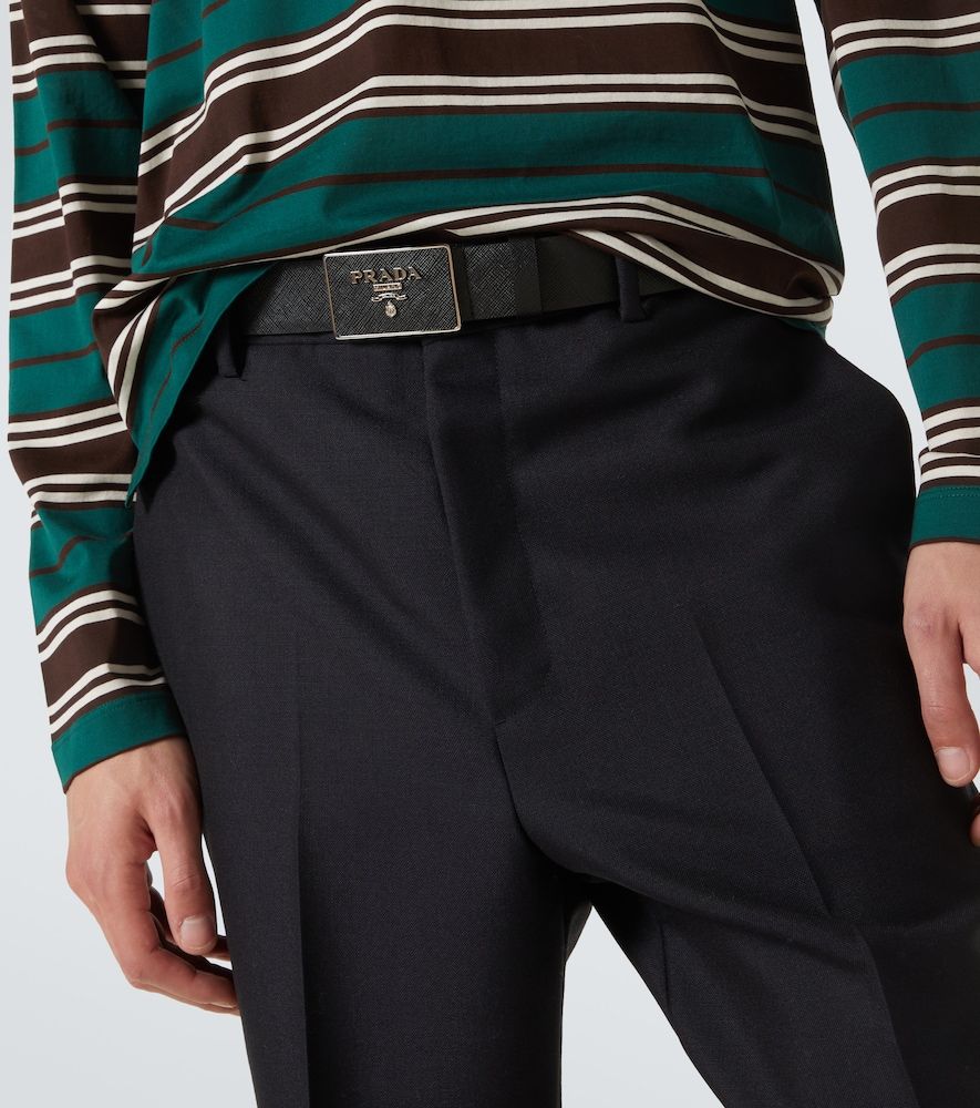Cintura Saffiano in pelle con logo - Prada - Modalova