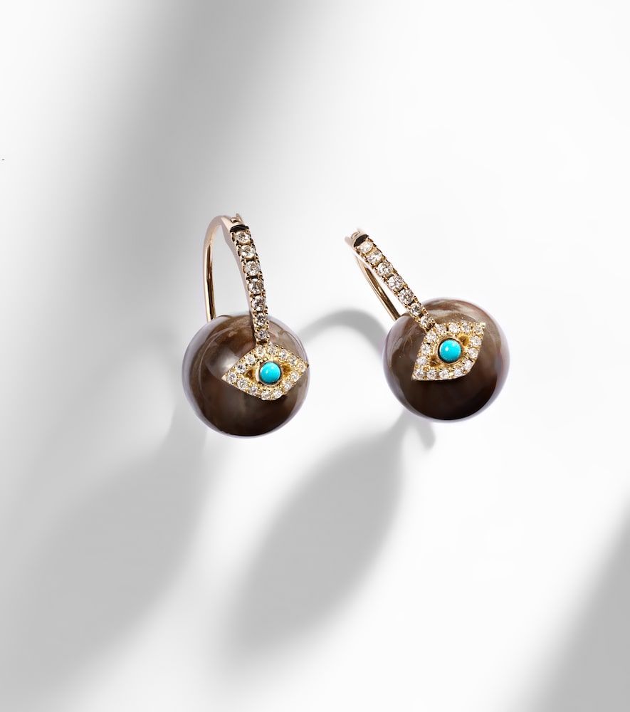 Pendientes Evil Eye de oro de 14 ct con diamantes y turquesas - Sydney Evan - Modalova