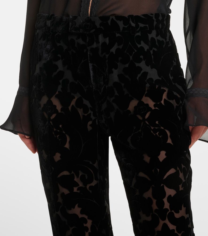 Floral devore velour straight pants - Gucci - Modalova