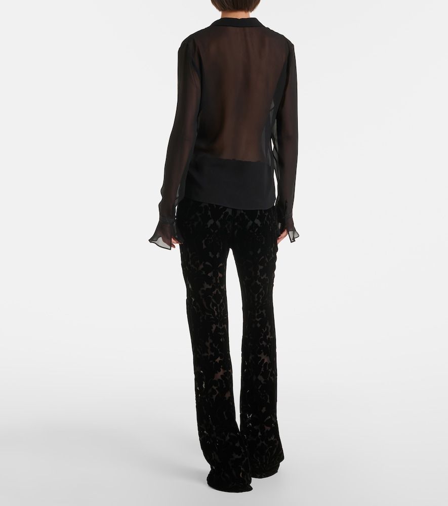 Floral devore velour straight pants - Gucci - Modalova