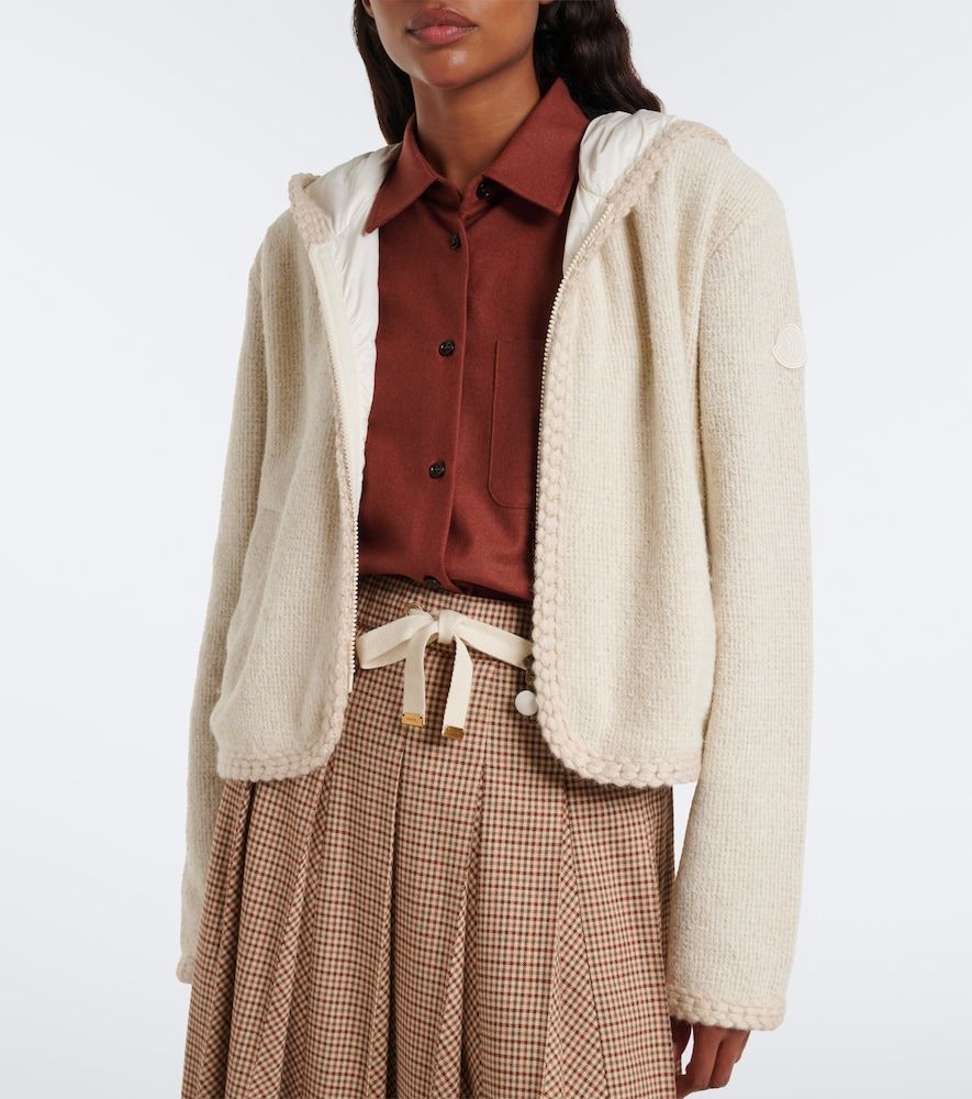 Moncler Hooded waffle-knit cardigan - Moncler - Modalova