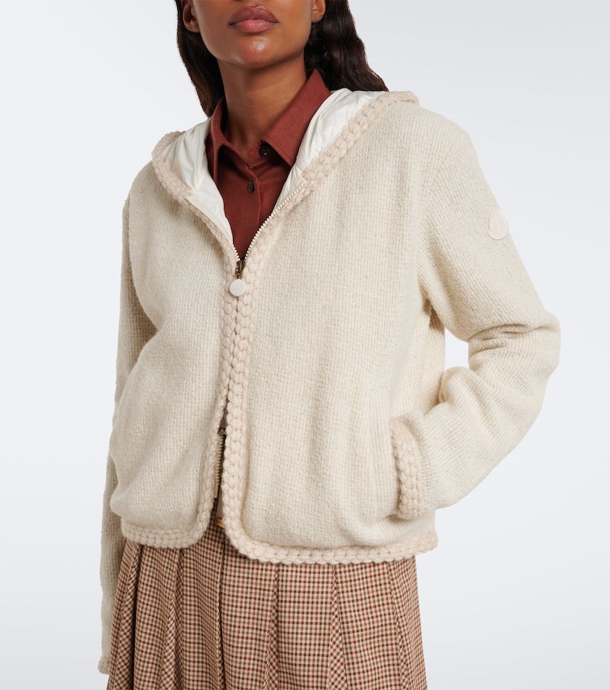Moncler Hooded waffle-knit cardigan - Moncler - Modalova