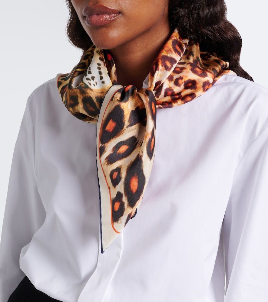 Leopard-print silk twill scarf - Givenchy - Modalova