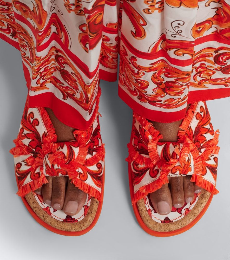 Sandalias Majolica de brocado con flecos - Dolce&Gabbana - Modalova