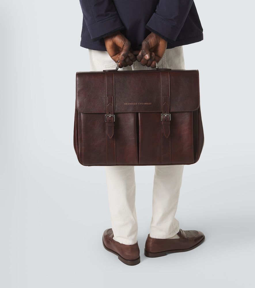 Borsa portadocumenti in pelle - Brunello Cucinelli - Modalova