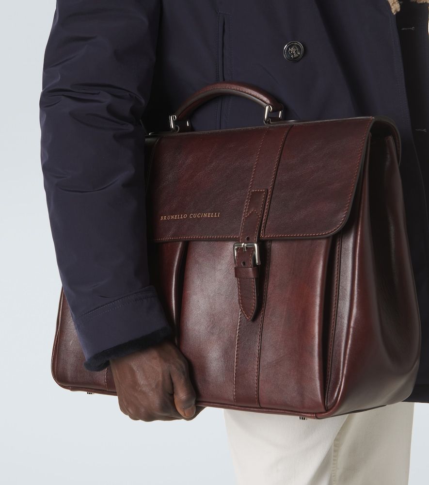Borsa portadocumenti in pelle - Brunello Cucinelli - Modalova