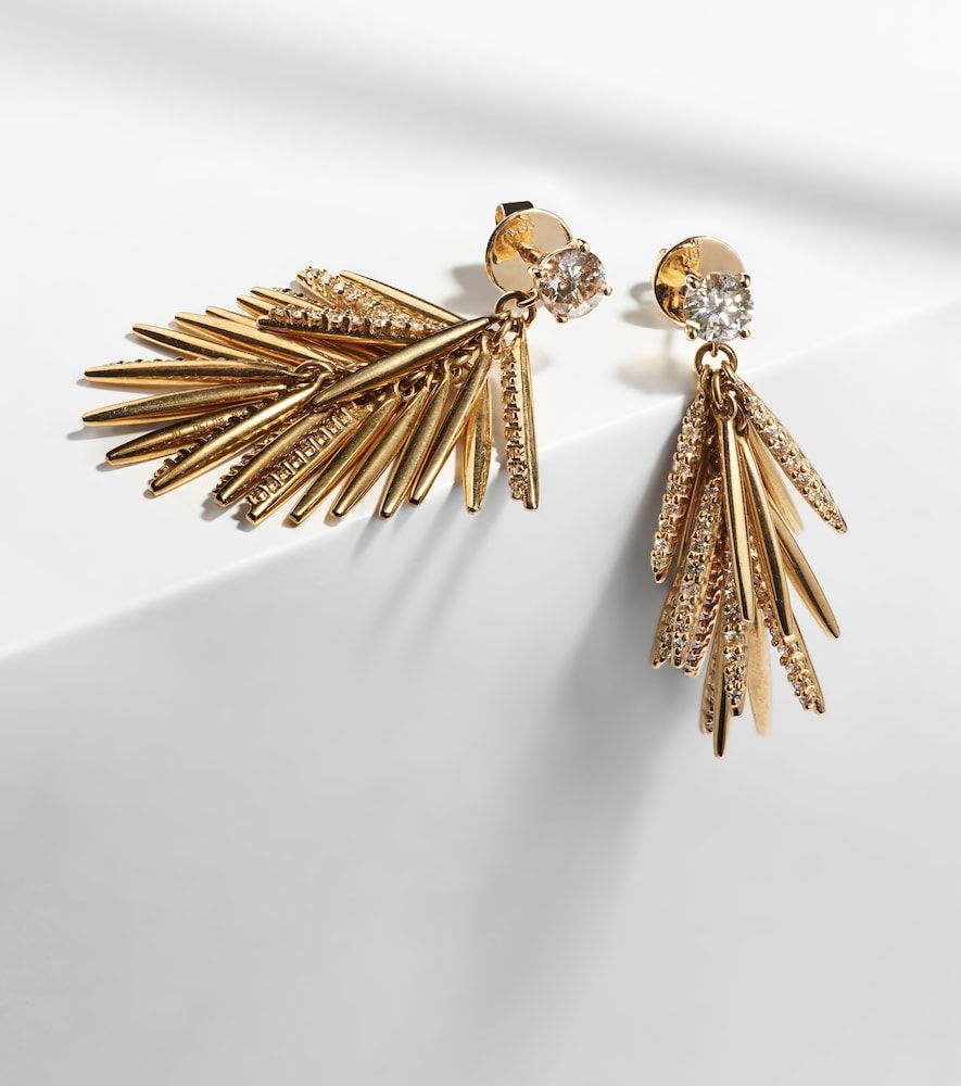 Pendientes Grass Sunshine Drop de oro de 18 ct con diamantes - Ileana Makri - Modalova