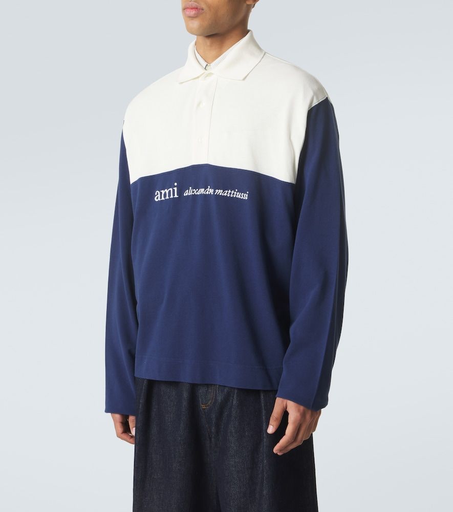 Polo in cotone piqué con logo - Ami Paris - Modalova