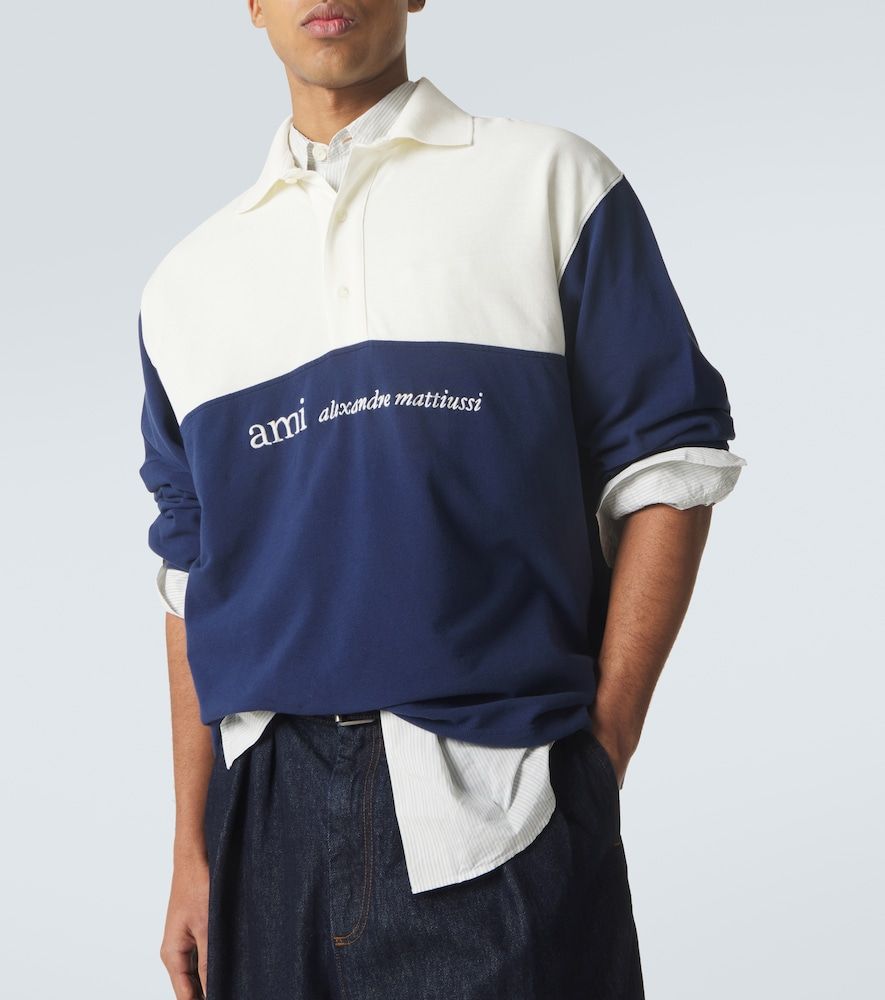 Polo in cotone piqué con logo - Ami Paris - Modalova