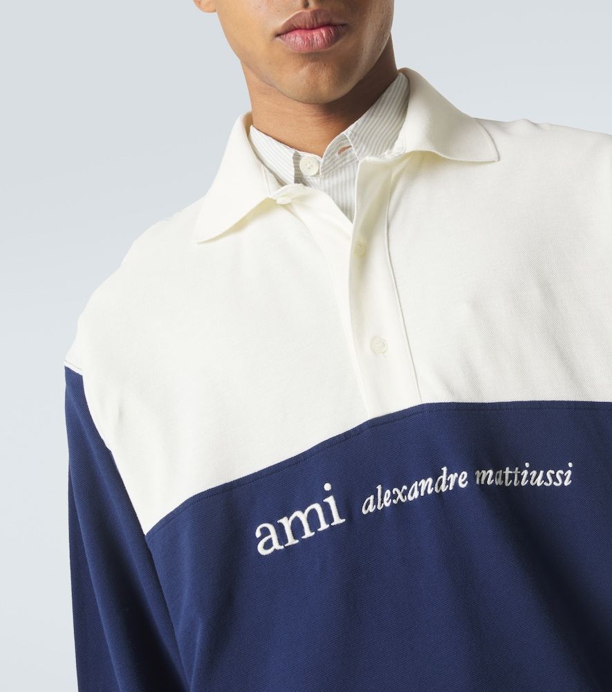 Polo in cotone piqué con logo - Ami Paris - Modalova