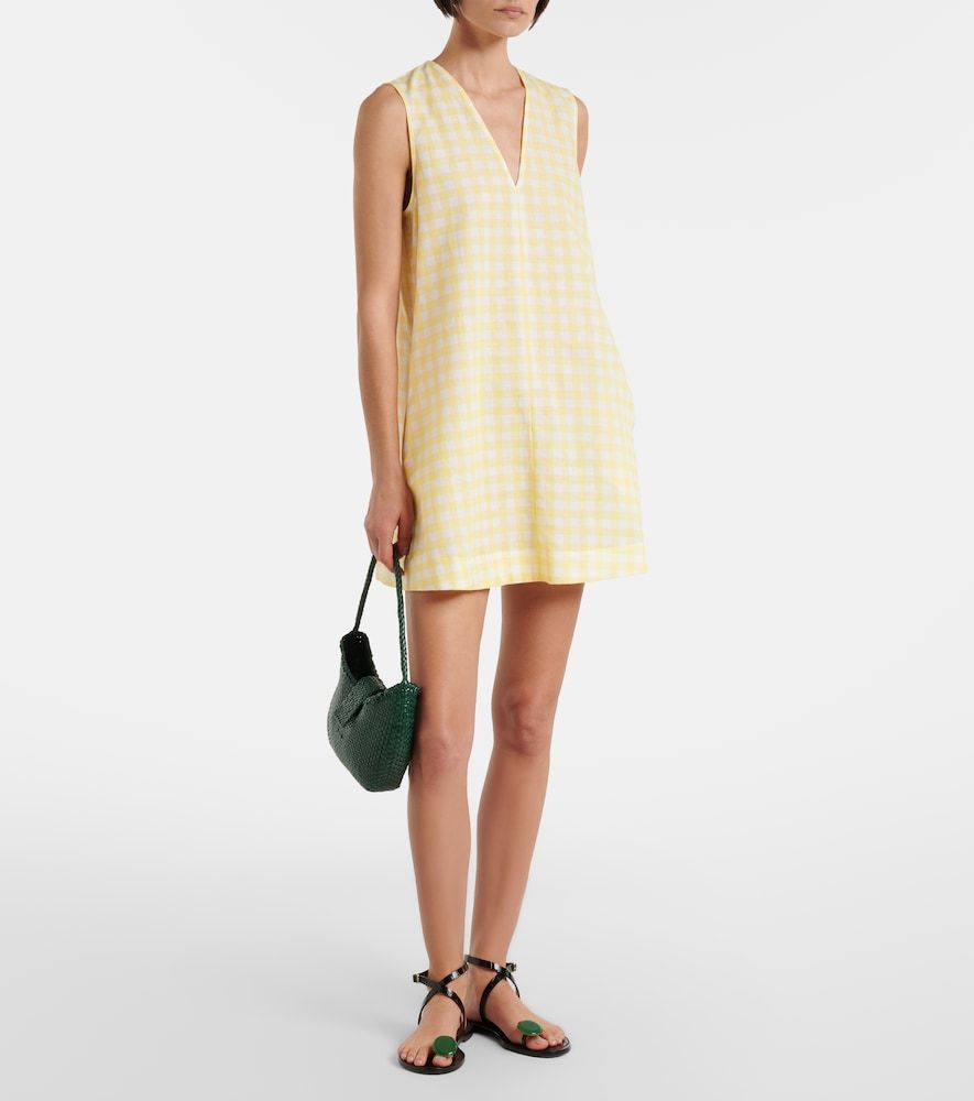 Vestido corto de lino y algodón a cuadros vichy - Asceno - Modalova
