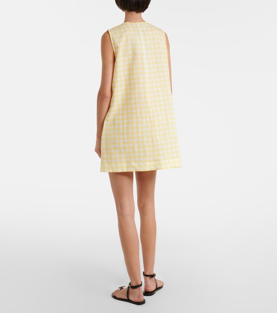 Vestido corto de lino y algodón a cuadros vichy - Asceno - Modalova