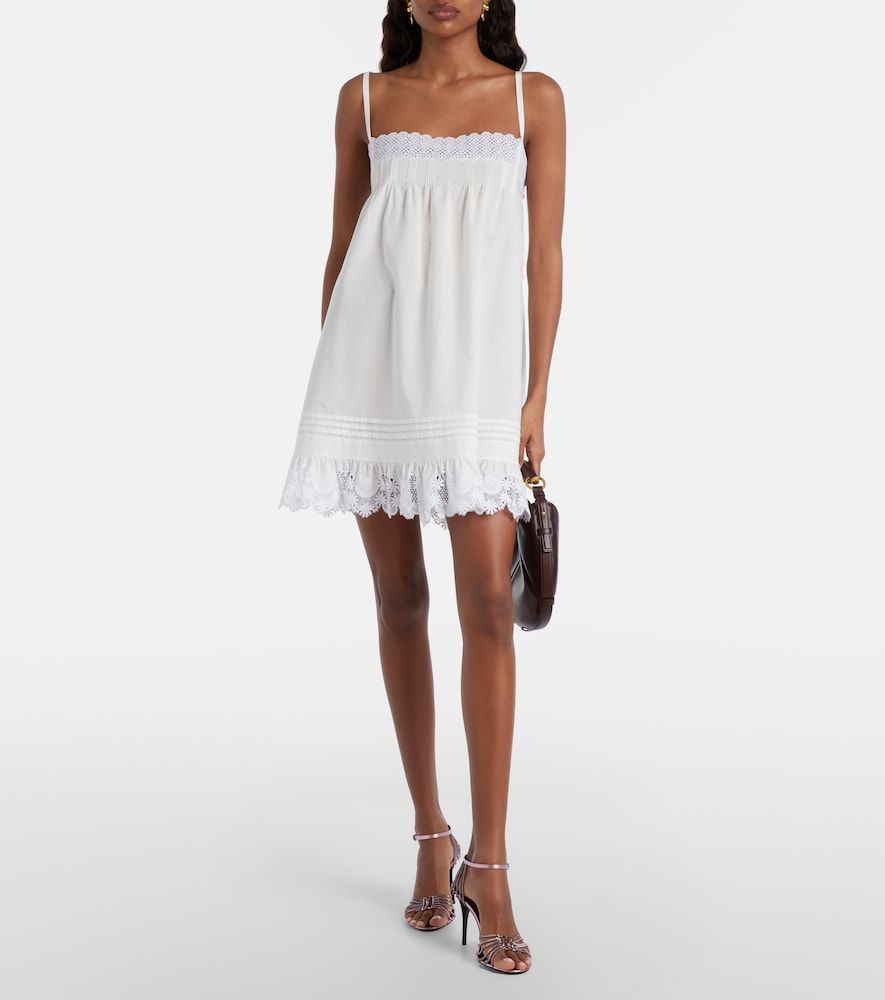 Abito sottoveste in cotone con pizzo - Saint Laurent - Modalova