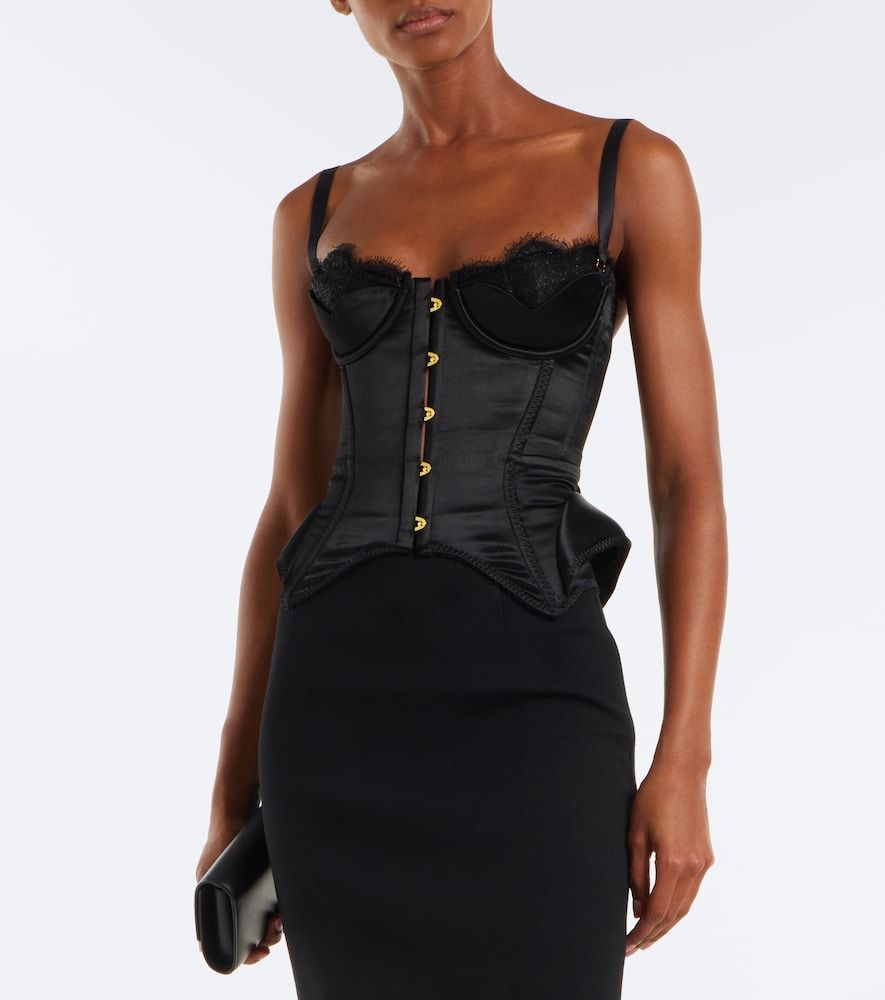 Samya lace-trimmed satin bustier top - Maria Lucia Hohan - Modalova