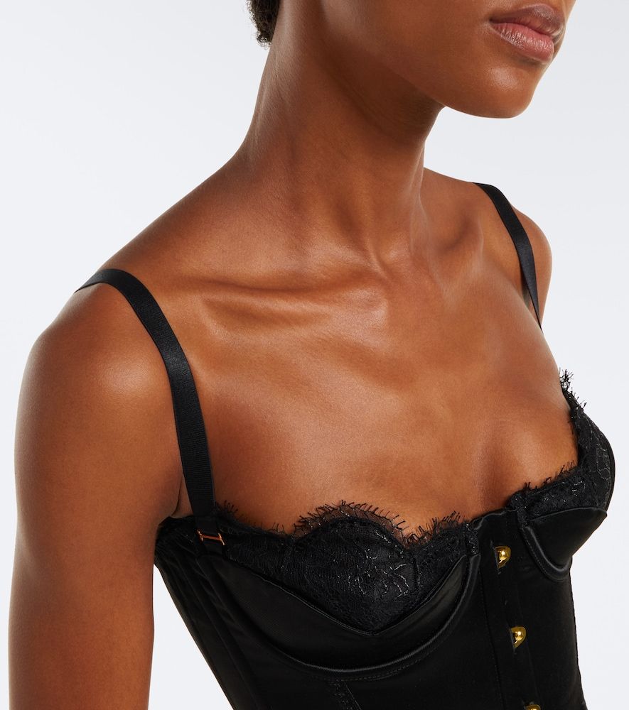 Top bustier Samya in raso con pizzo - Maria Lucia Hohan - Modalova