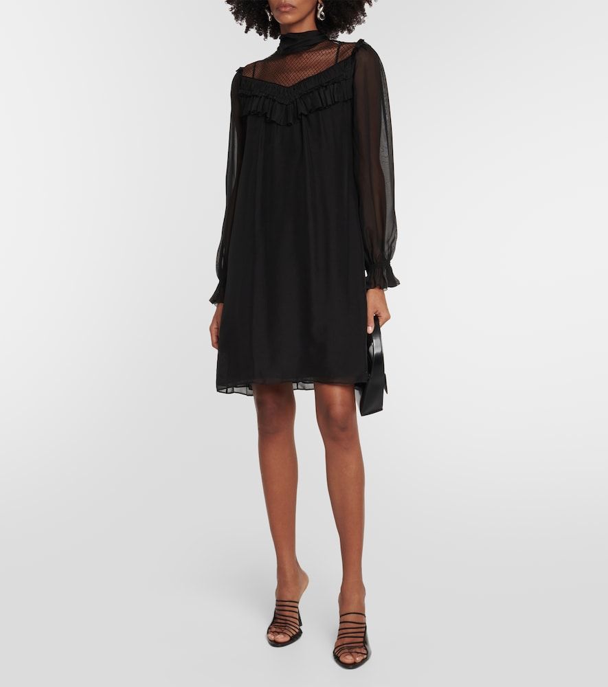 Vestido corto de seda con encaje - Dorothee Schumacher - Modalova