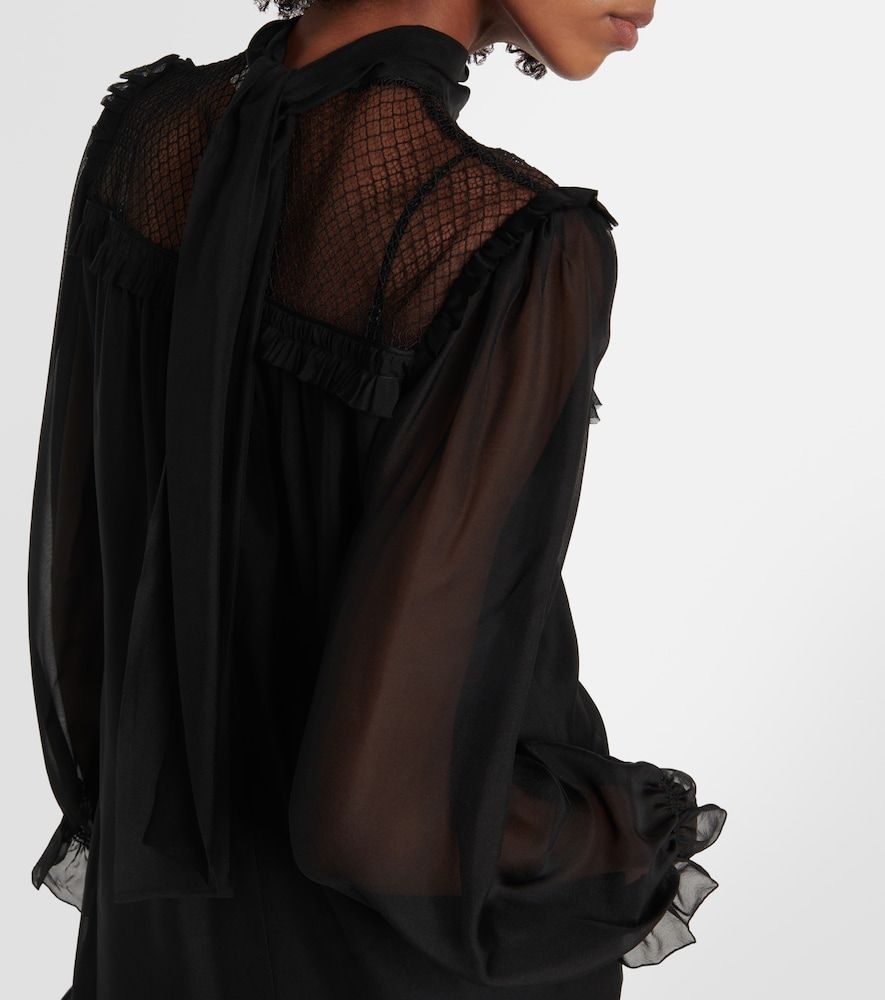 Vestido corto de seda con encaje - Dorothee Schumacher - Modalova