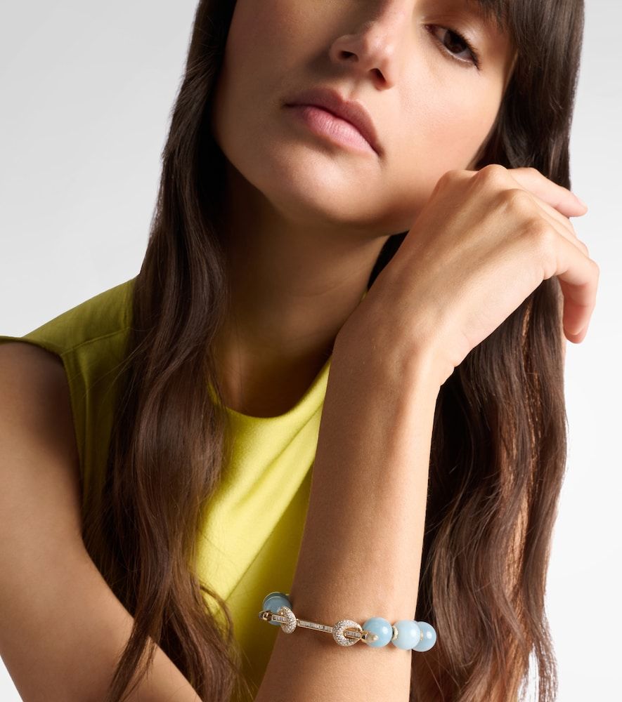Chakra 18kt gold beaded bracelet with gemstones - Ananya - Modalova