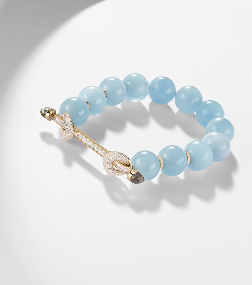 Chakra 18kt gold beaded bracelet with gemstones - Ananya - Modalova
