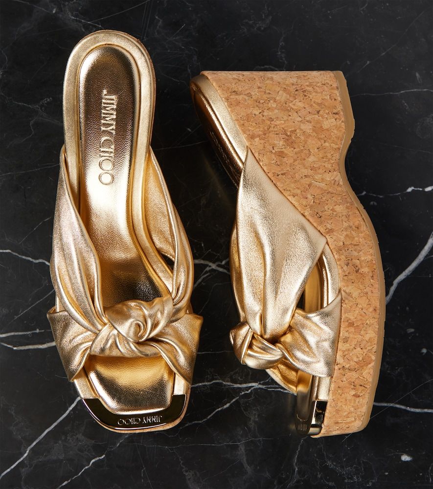 Wedge-Pantoletten Avenue aus Metallic-Leder - Jimmy Choo - Modalova