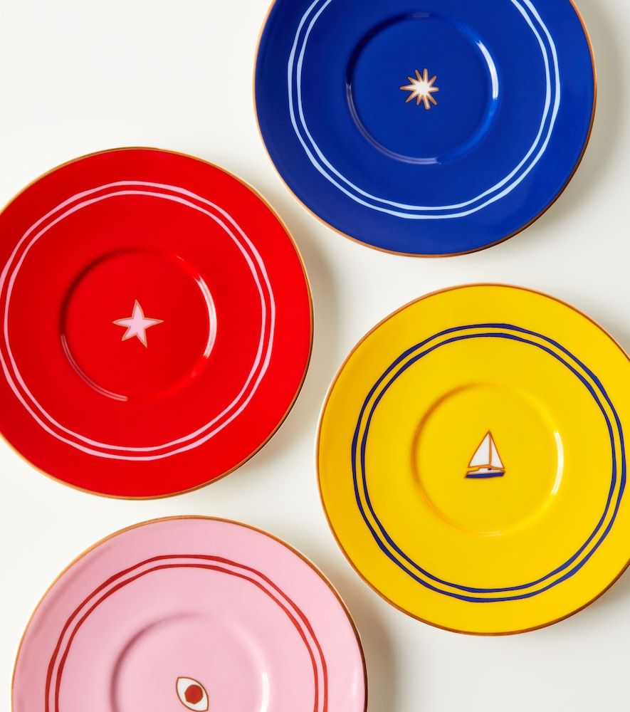 Set de 4 tazas de expreso y platillos Playa de porcelana - Jonathan Adler - Modalova