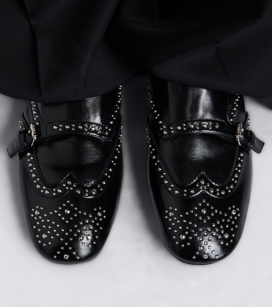 Studded leather monk strap shoes - Fendi - Modalova