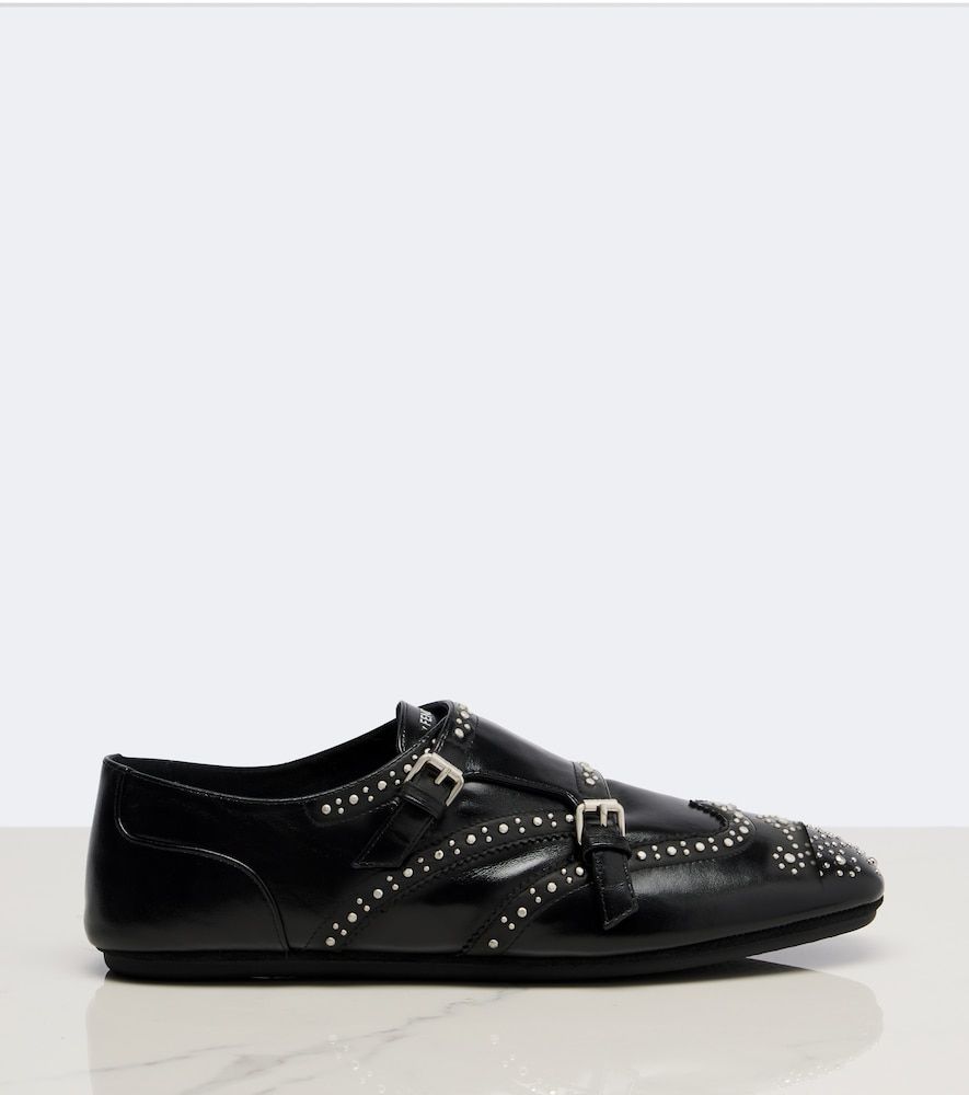 Studded leather monk strap shoes - Fendi - Modalova