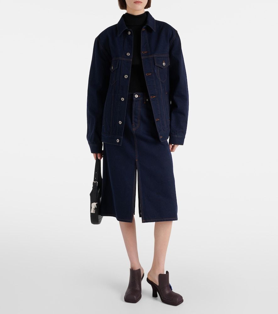 Gonna midi di jeans a vita alta - Burberry - Modalova