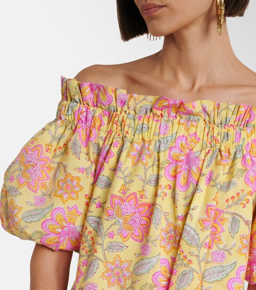 Abito corto in cotone floreale off-shoulders - Juliet Dunn - Modalova