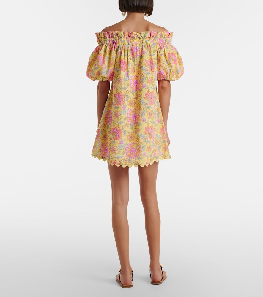 Abito corto in cotone floreale off-shoulders - Juliet Dunn - Modalova