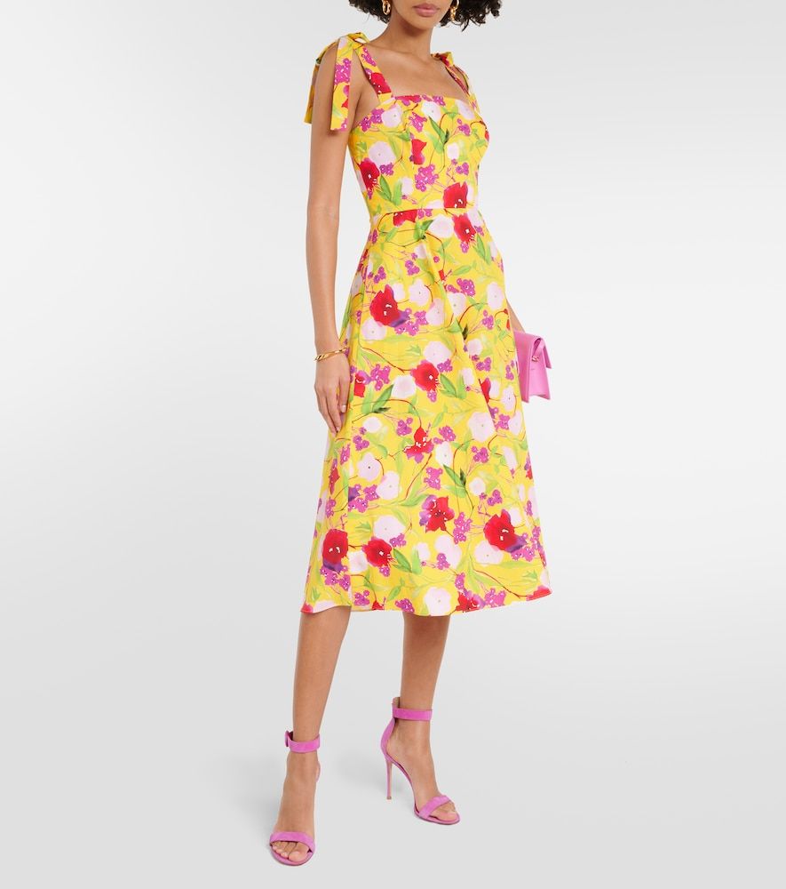 Abito midi in cotone con stampa floreale - Carolina Herrera - Modalova