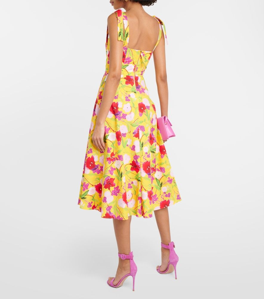 Abito midi in cotone con stampa floreale - Carolina Herrera - Modalova