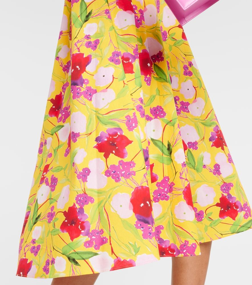 Abito midi in cotone con stampa floreale - Carolina Herrera - Modalova