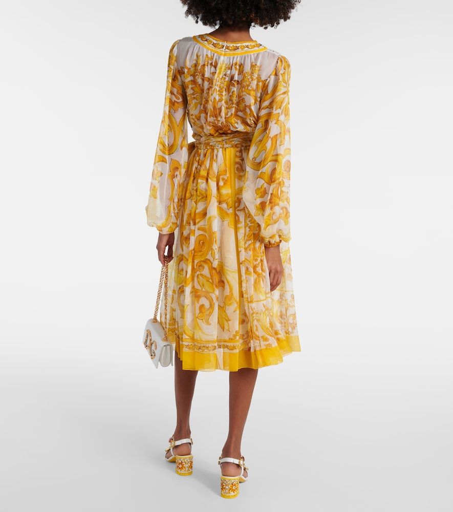 Vestido midi Majolica de chifón de seda - Dolce&Gabbana - Modalova